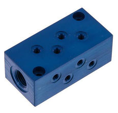 2xG 1/4'' x 8xM5 Bloque distribuidor de aluminio de una cara 16 barras