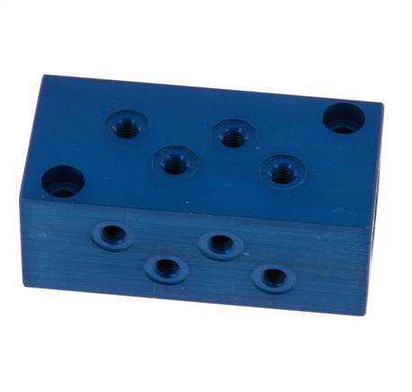 2xG 1/4'' x 8xM5 Bloque distribuidor de aluminio de una cara 16 barras