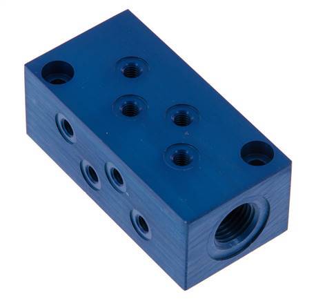 2xG 1/4'' x 8xM5 Bloque distribuidor de aluminio de una cara 16 barras