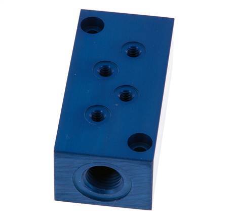 2xG 1/4'' x 8xM5 Bloque distribuidor de aluminio de una cara 16 barras