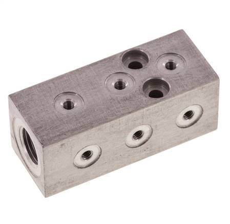 1xG 1/8'' x 9xM3 Bloque distribuidor de aluminio de una cara 16 Bar