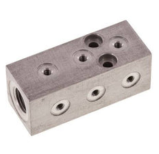 1xG 1/8'' x 9xM3 Bloque distribuidor de aluminio de una cara 16 Bar