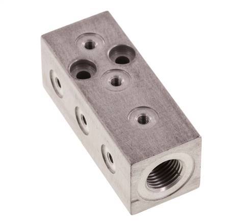 1xG 1/8'' x 9xM3 Bloque distribuidor de aluminio de una cara 16 Bar