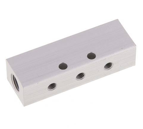 2xG 1/8'' x 6xM5 Bloque distribuidor de aluminio de doble cara 16 barras
