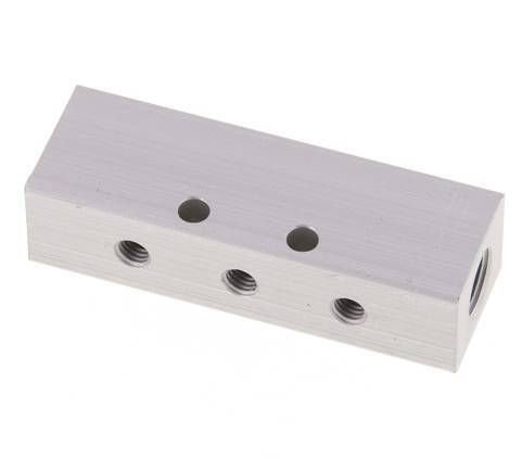 2xG 1/8'' x 6xM5 Bloque distribuidor de aluminio de doble cara 16 barras
