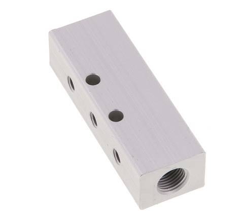 2xG 1/8'' x 6xM5 Bloque distribuidor de aluminio de doble cara 16 barras