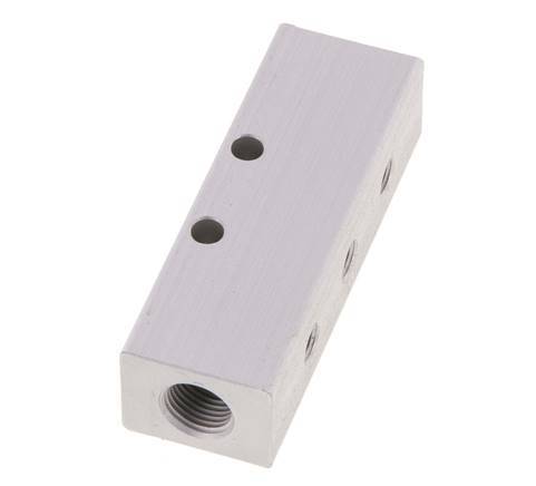 2xG 1/8'' x 6xM5 Bloque distribuidor de aluminio de doble cara 16 barras