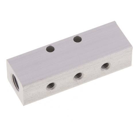 2xG 1/8'' x 6xM5 Bloque distribuidor de aluminio de doble cara 16 barras