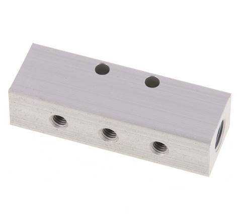 2xG 1/8'' x 6xM5 Bloque distribuidor de aluminio de doble cara 16 barras