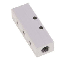 2xG 1/8'' x 6xM5 Bloque distribuidor de aluminio de doble cara 16 barras