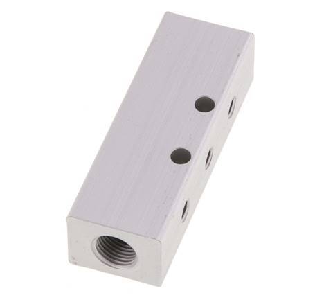 2xG 1/8'' x 6xM5 Bloque distribuidor de aluminio de doble cara 16 barras