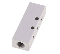 2xG 1/8'' x 6xM5 Bloque distribuidor de aluminio de doble cara 16 barras