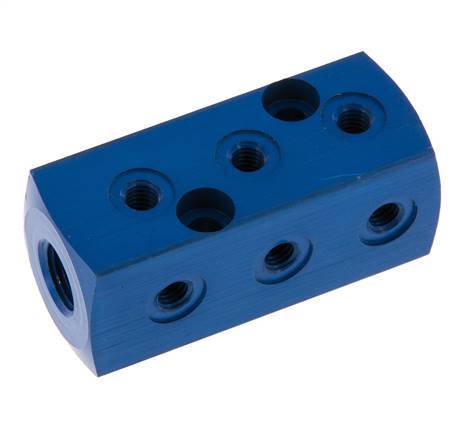 1xG 1/8'' x 9xM5 Bloque distribuidor de aluminio de una cara 16 barras