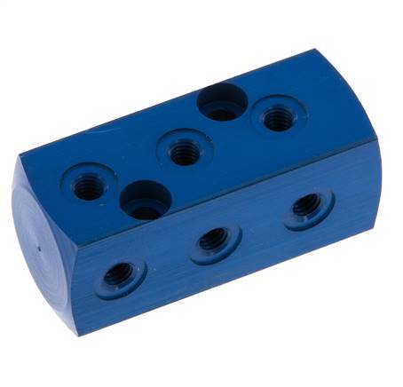 1xG 1/8'' x 9xM5 Bloque distribuidor de aluminio de una cara 16 barras