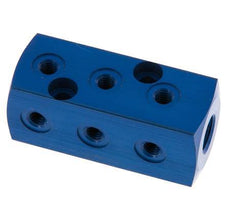 1xG 1/8'' x 9xM5 Bloque distribuidor de aluminio de una cara 16 barras