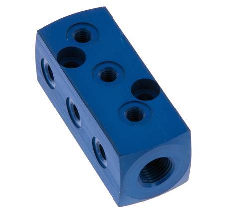 1xG 1/8'' x 9xM5 Bloque distribuidor de aluminio de una cara 16 barras