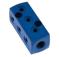 1xG 1/8'' x 9xM5 Bloque distribuidor de aluminio de una cara 16 barras