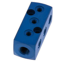 1xG 1/8'' x 9xM5 Bloque distribuidor de aluminio de una cara 16 barras