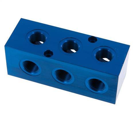 1xG 3/4'' x 9xG 1/2'' Bloque distribuidor de aluminio de una cara 16 Bar