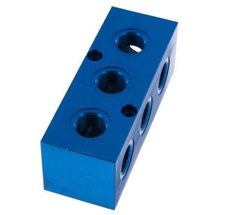 1xG 3/4'' x 9xG 1/2'' Bloque distribuidor de aluminio de una cara 16 Bar