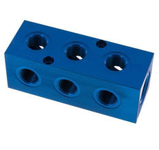1xG 3/4'' x 9xG 1/2'' Bloque distribuidor de aluminio de una cara 16 Bar