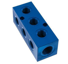 1xG 3/4'' x 9xG 1/2'' Bloque distribuidor de aluminio de una cara 16 Bar