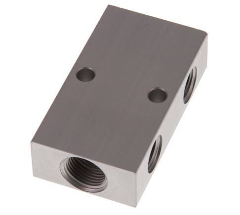 2xG 3/8'' x 2xG 1/4'' Bloque distribuidor de aluminio de una cara 16 barras