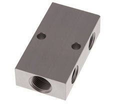 2xG 3/8'' x 2xG 1/4'' Bloque distribuidor de aluminio de una cara 16 barras