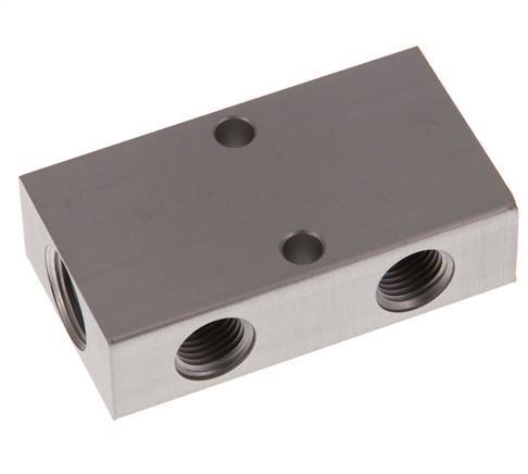 2xG 3/8'' x 2xG 1/4'' Bloque distribuidor de aluminio de una cara 16 barras
