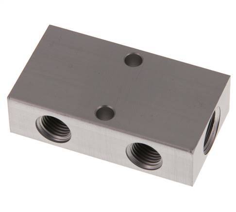 2xG 3/8'' x 2xG 1/4'' Bloque distribuidor de aluminio de una cara 16 barras