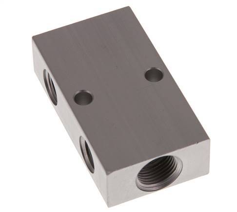 2xG 3/8'' x 2xG 1/4'' Bloque distribuidor de aluminio de una cara 16 barras
