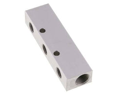 2xG 3/8'' x 3xG 1/4'' Bloque distribuidor de aluminio de una cara 16 barras