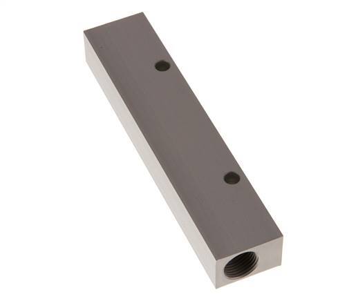 2xG 3/8'' x 4xG 1/4'' Bloque distribuidor de aluminio de una cara 16 barras