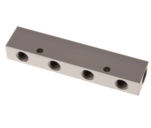 2xG 3/8'' x 4xG 1/4'' Bloque distribuidor de aluminio de una cara 16 barras