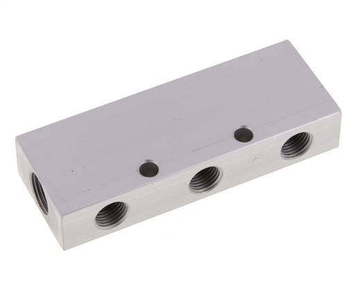 2xG 3/8'' x 6xG 1/4'' Bloque distribuidor de aluminio de doble cara de 16 barras