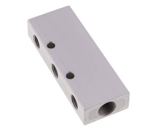 2xG 3/8'' x 6xG 1/4'' Bloque distribuidor de aluminio de doble cara de 16 barras