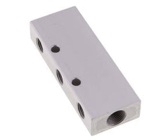 2xG 3/8'' x 6xG 1/4'' Bloque distribuidor de aluminio de doble cara de 16 barras
