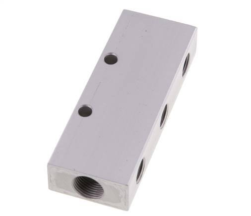 2xG 3/8'' x 6xG 1/4'' Bloque distribuidor de aluminio de doble cara de 16 barras