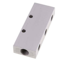 2xG 3/8'' x 6xG 1/4'' Bloque distribuidor de aluminio de doble cara de 16 barras