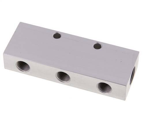 2xG 3/8'' x 6xG 1/4'' Bloque distribuidor de aluminio de doble cara de 16 barras