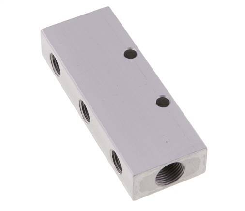 2xG 3/8'' x 6xG 1/4'' Bloque distribuidor de aluminio de doble cara de 16 barras