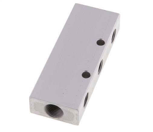 2xG 3/8'' x 6xG 1/4'' Bloque distribuidor de aluminio de doble cara de 16 barras