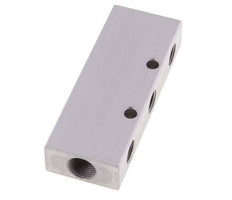 2xG 3/8'' x 6xG 1/4'' Bloque distribuidor de aluminio de doble cara de 16 barras