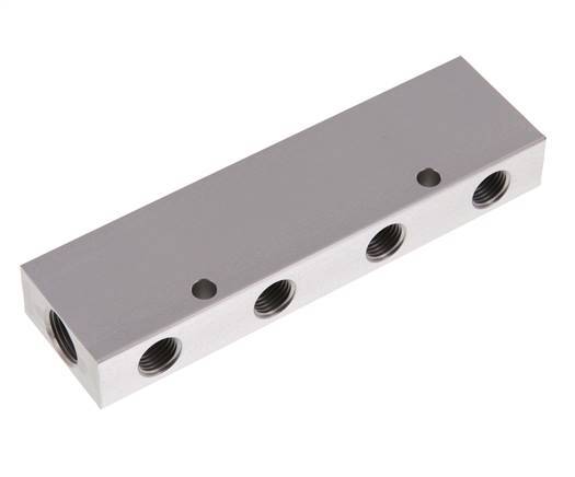 2xG 3/8'' x 8xG 1/4'' Bloque distribuidor de aluminio de doble cara de 16 barras