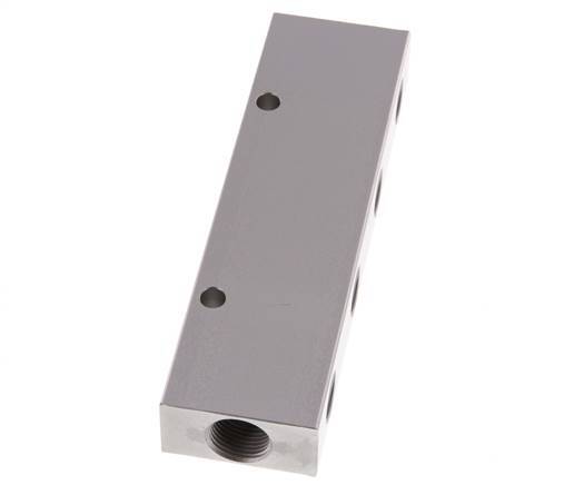2xG 3/8'' x 8xG 1/4'' Bloque distribuidor de aluminio de doble cara de 16 barras