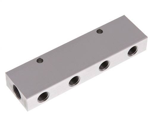 2xG 3/8'' x 8xG 1/4'' Bloque distribuidor de aluminio de doble cara de 16 barras