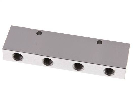 2xG 3/8'' x 8xG 1/4'' Bloque distribuidor de aluminio de doble cara de 16 barras