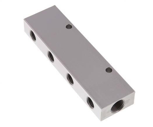 2xG 3/8'' x 8xG 1/4'' Bloque distribuidor de aluminio de doble cara de 16 barras