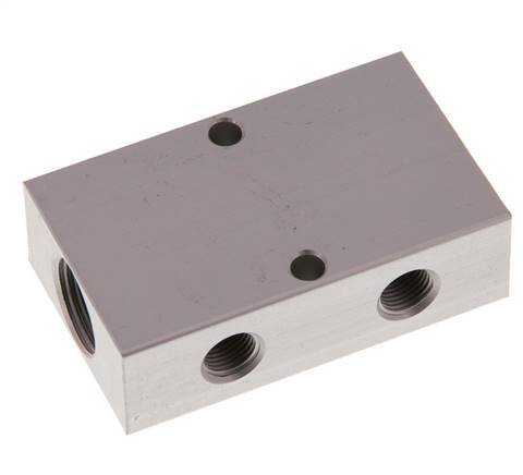 2xG 3/8'' x 2xG 1/8'' Bloque distribuidor de aluminio de una cara 16 barras