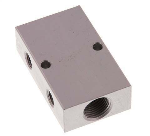 2xG 3/8'' x 2xG 1/8'' Bloque distribuidor de aluminio de una cara 16 barras